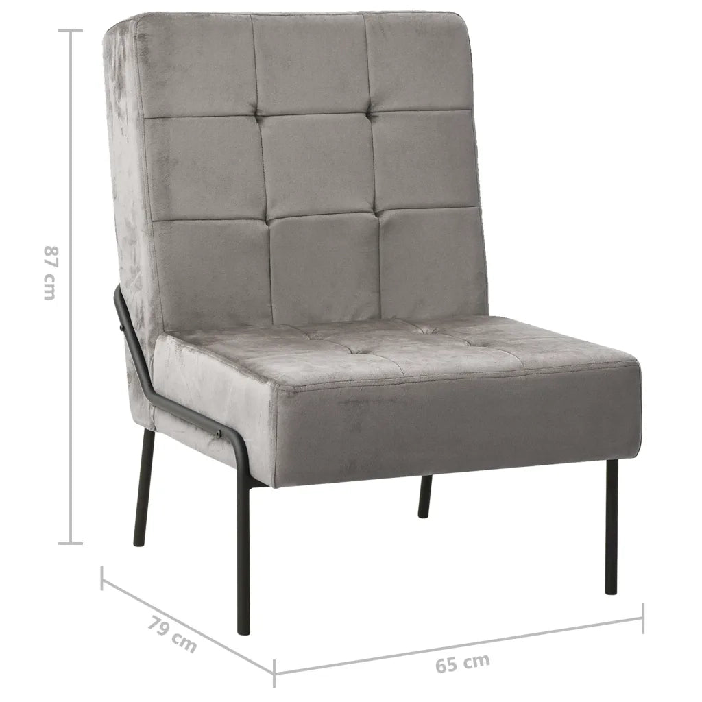 Poltrona Relax | Sedia Relax 65x79x87 cm Grigio Chiaro in Velluto
