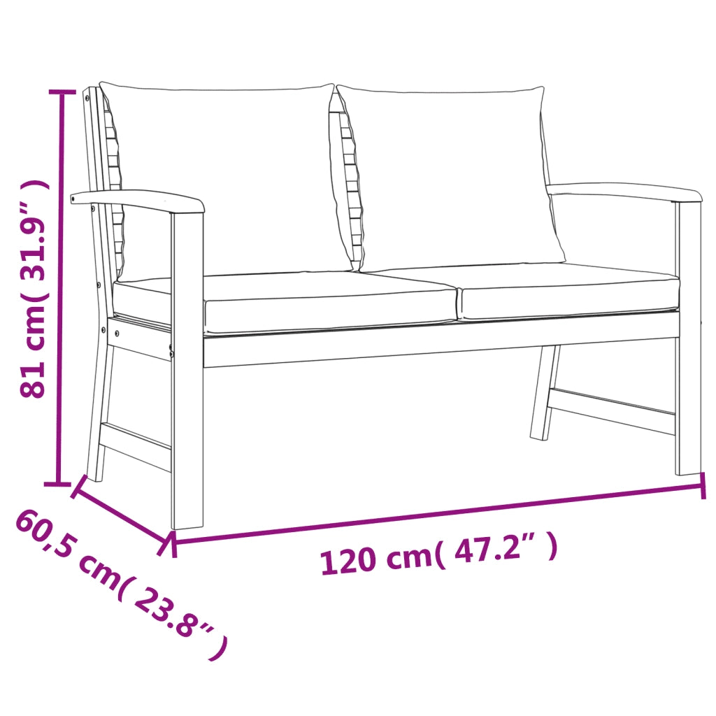 Set da Pranzo Giardino 4pz con Cuscini Legno Massello di Acacia 3154979