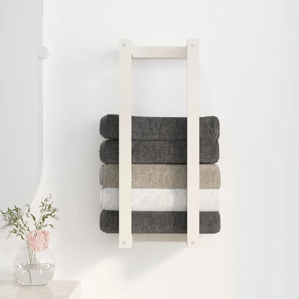 Portasciugamani Bianco 23x18x60 cm in Legno Massello di Pino CFW3837667