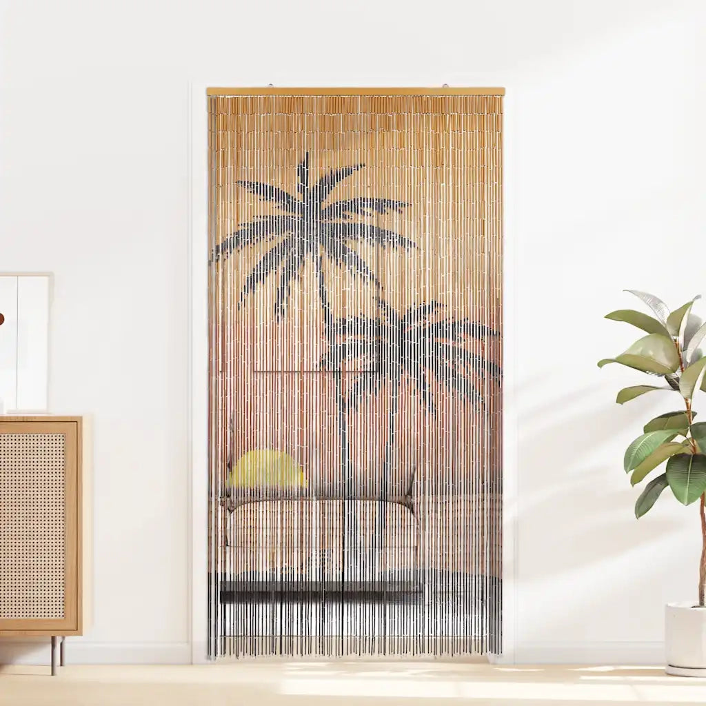 Tenda Antimosche per Porte Stampa Palma 100x220 cm Bambù 4017446