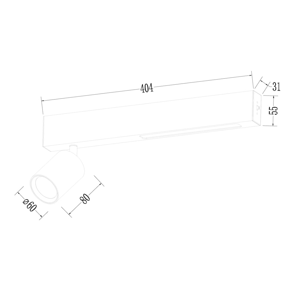 Faretto soffitto doppio a barra nero LED 5W 2xGU10
