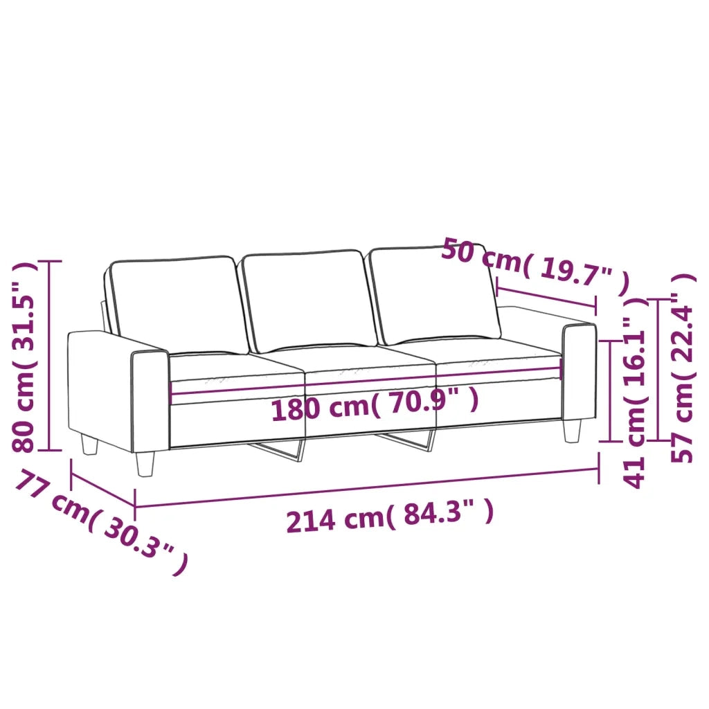 Divano a 3 Posti-Sofa 3 Posti Grigio Chiaro 180 cm in Tessuto 737143