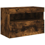 Mobile TV multimediale scaffale TV credenza mobile TV sala da pranzo soggiorno parete attrezzata per camera da letto con luci LED rovere affumicato 60 x 30 x 40 cm marrone 02_0027987