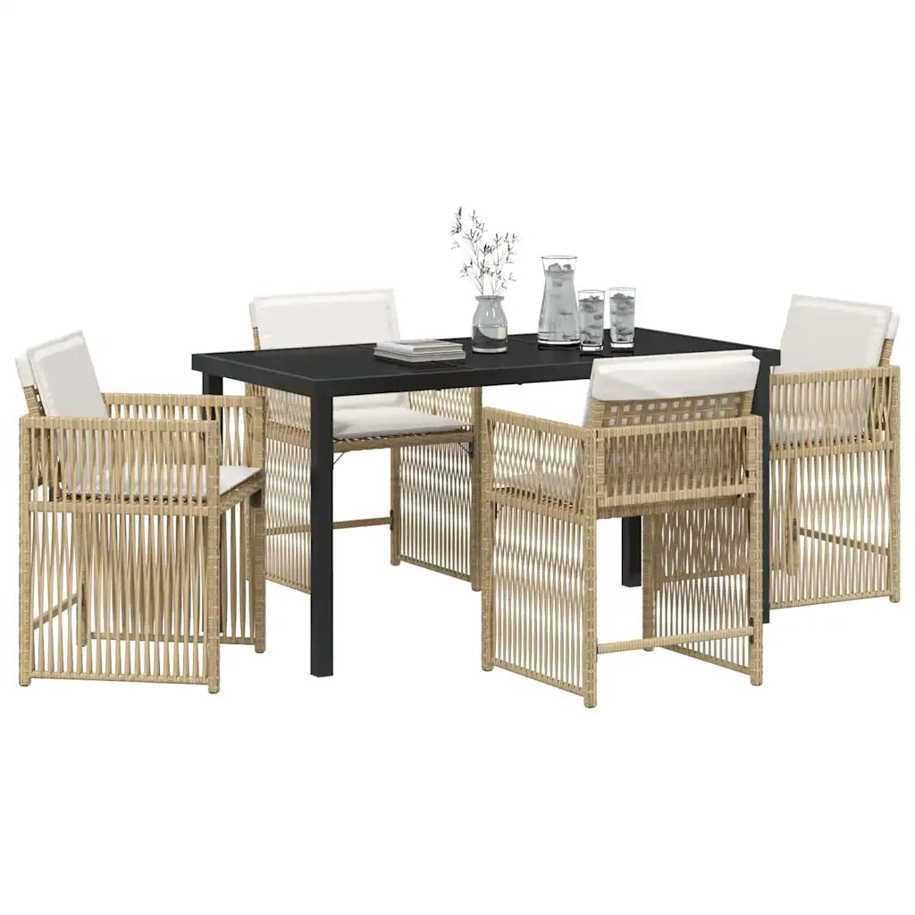 Set da Pranzo per Giardino 5 pcs Beige polyrattan