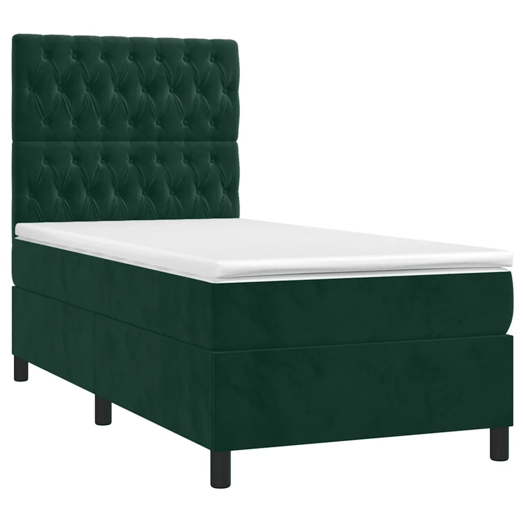 Giroletto a Molle con Materasso Verde Scuro 90x200 cm Velluto 3143184