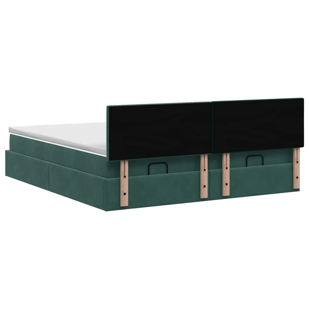 Letto ottomano con materasso 2 pz Verde Scuro Velluto 3456771