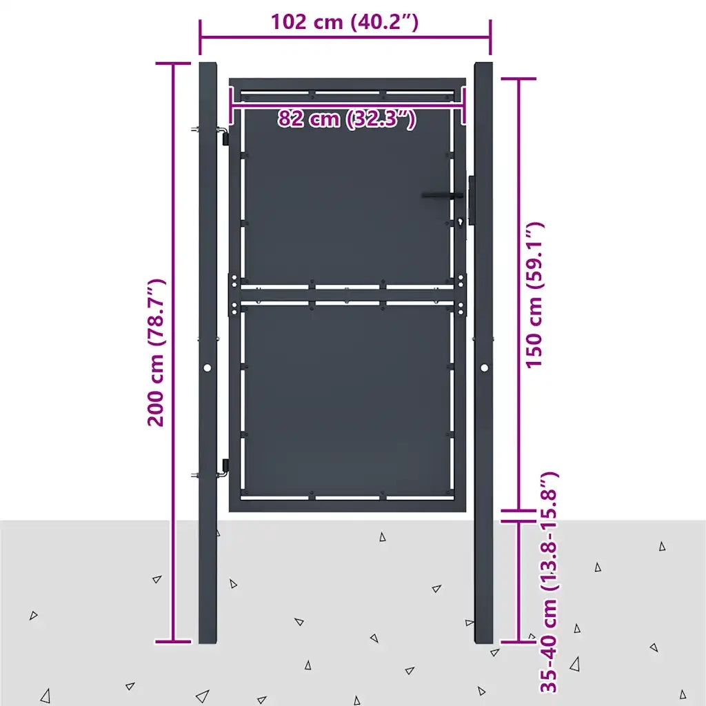 Cancello da Giardino in Acciaio 100x150 cm Antracite 144520
