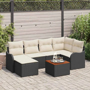 Set Divano da Giardino 7 pcs Nero e Crema polyrattan 3356143