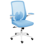 Sedia da ufficio con base girevole e braccioli regolabili in altezza con rete azzurro stile moderno