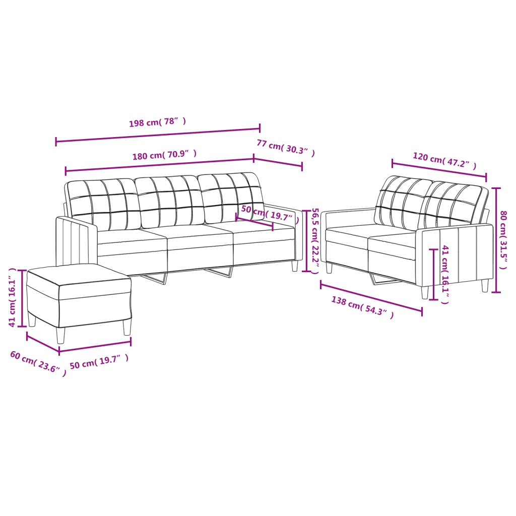 Set di Divani 3 pz con Cuscini Grigio Chiaro in Tessuto 3201314