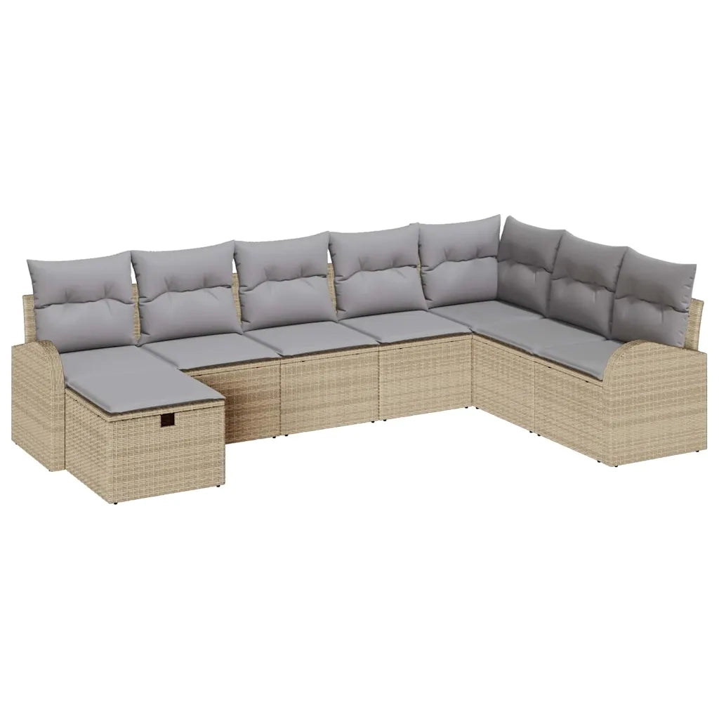 Set Divano da Giardino con cuscino 8 pcs Beige Poly Rattan 3360461