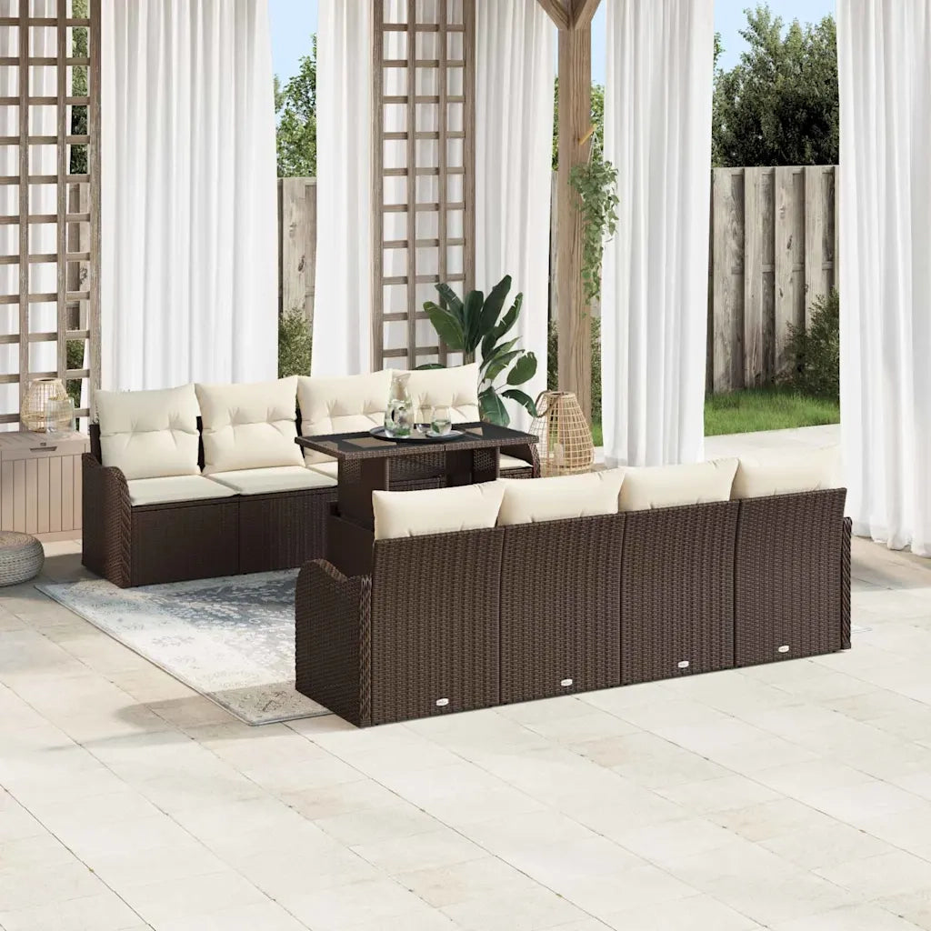 Set Divano da Giardino con cuscino 7 pcs Marrone polyrattan 3348424