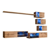 Set mobili da soggiorno SWITCH XXIV – LED – Rovere – Composizione murale design