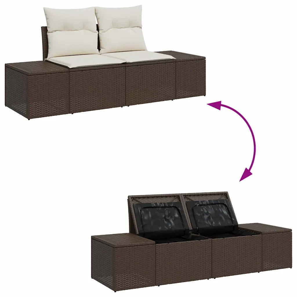 Set Divano da Giardino 9 pcs Marrone e Crema Polyrattan 3355887