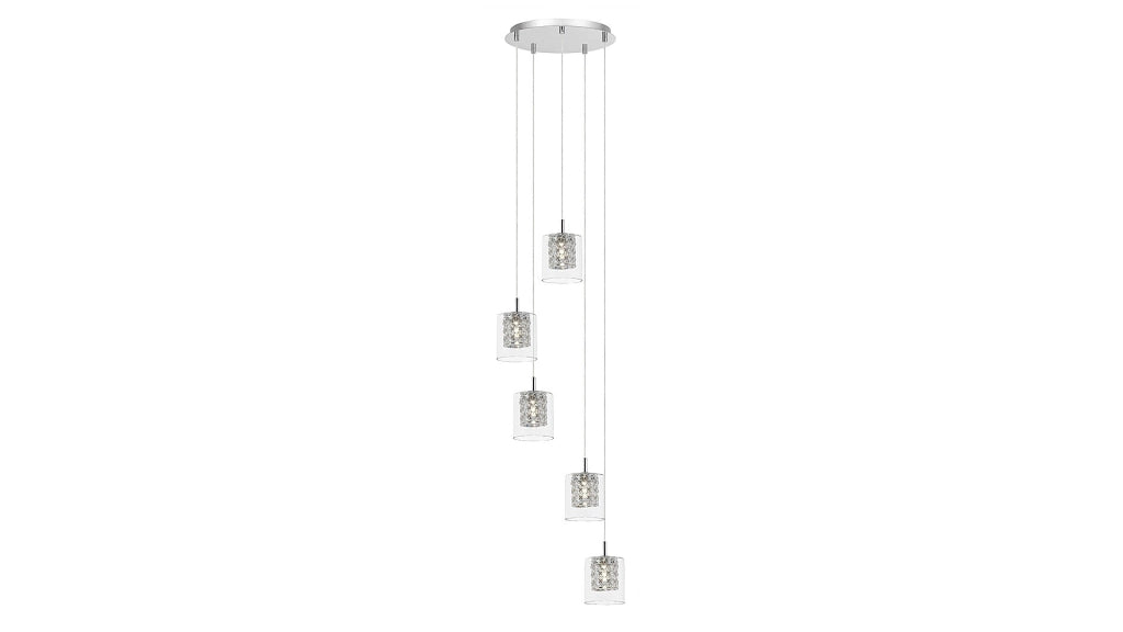 Sospensione Rabalux Duchess 5 luci G9 cromo Ø39 cm