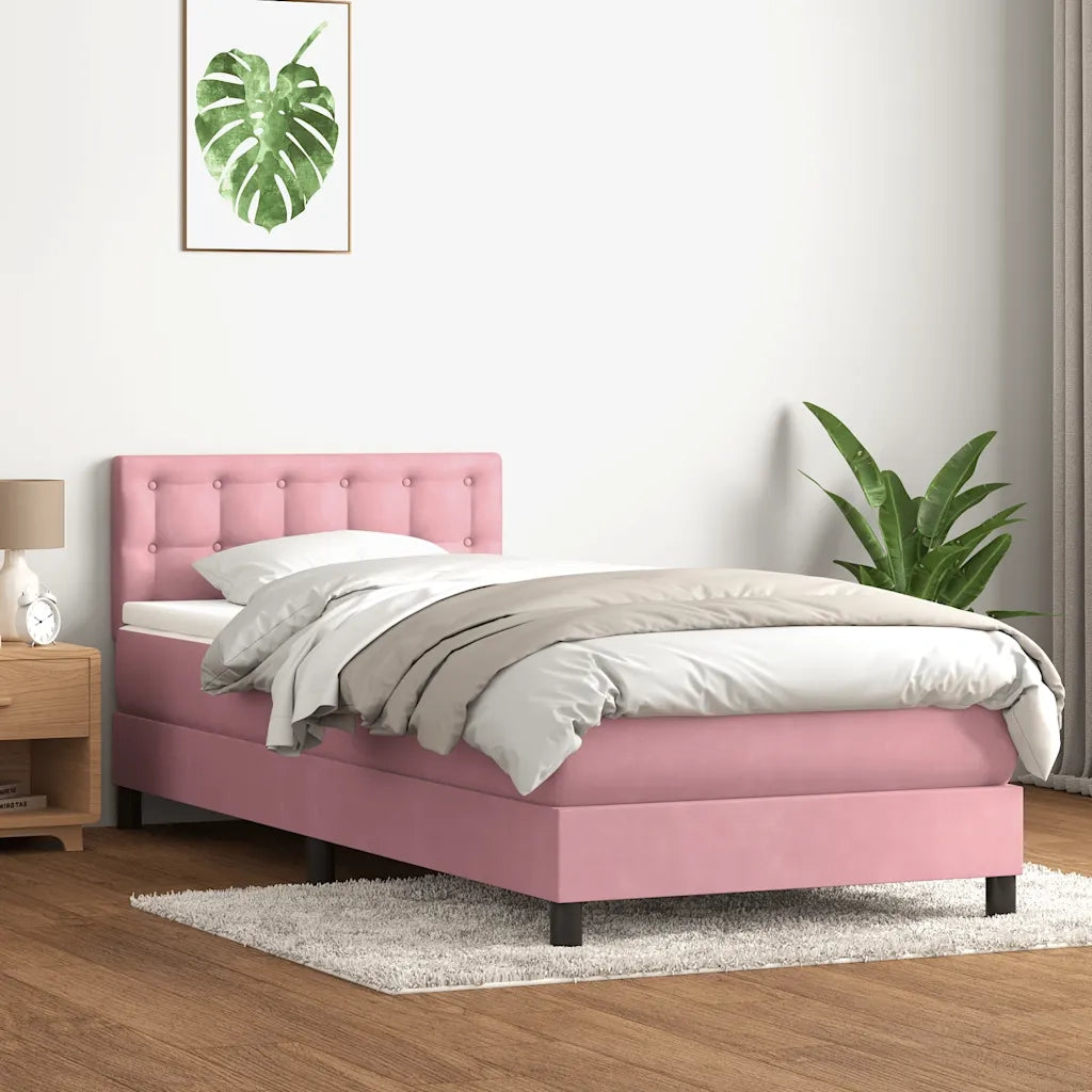 Letto a Molle con Materasso e LED Rosa 80x220 cm Velluto 3317294