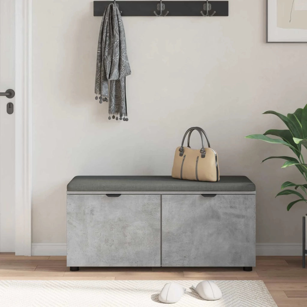 Panca per ingresso con cuscino Grigio Cemento 100 x 38 x 46 cm 891491