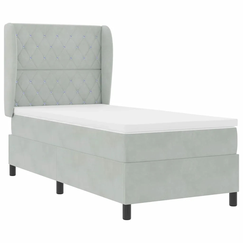 Letto a molle con testiera Grigio chiaro 200 x 90 cm Poliestere 3340856