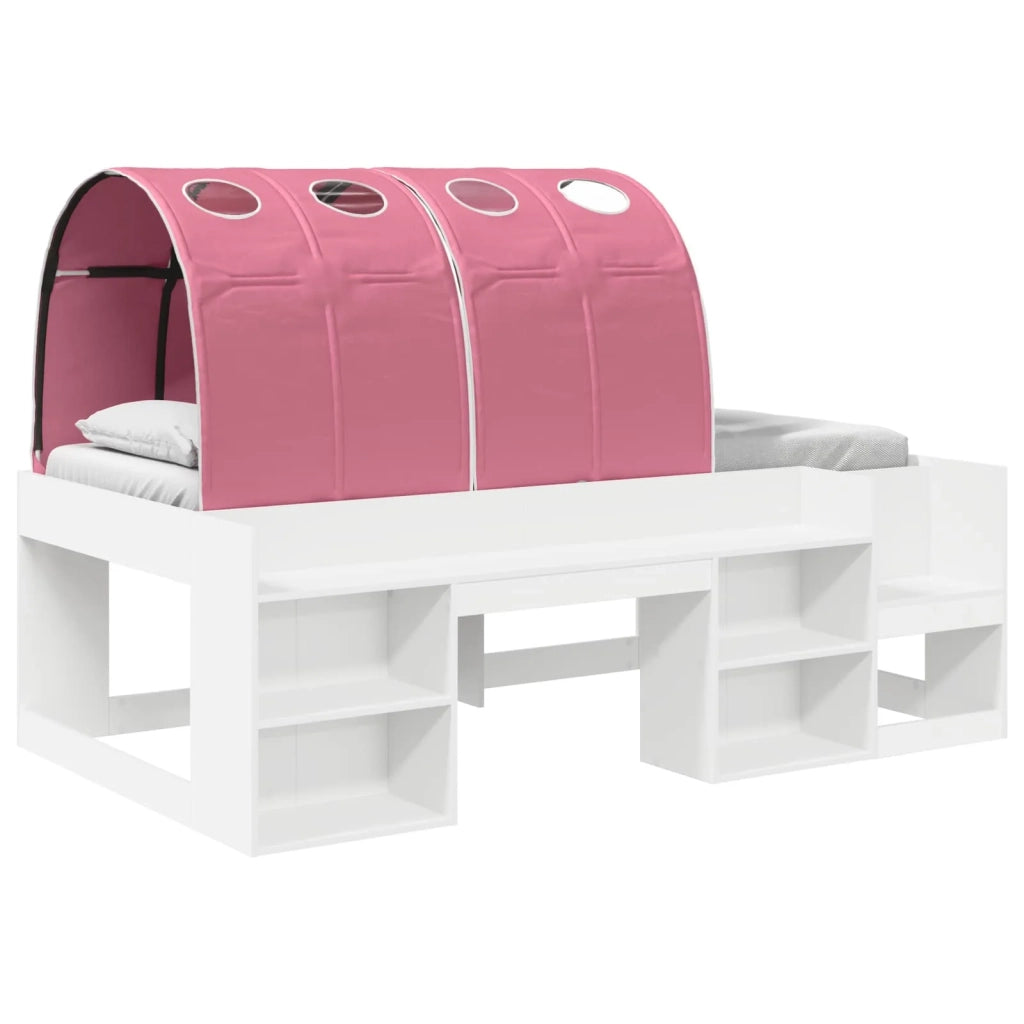 Letto con Tunnel 3 pcs Bianco e Rosa Legno multistrato