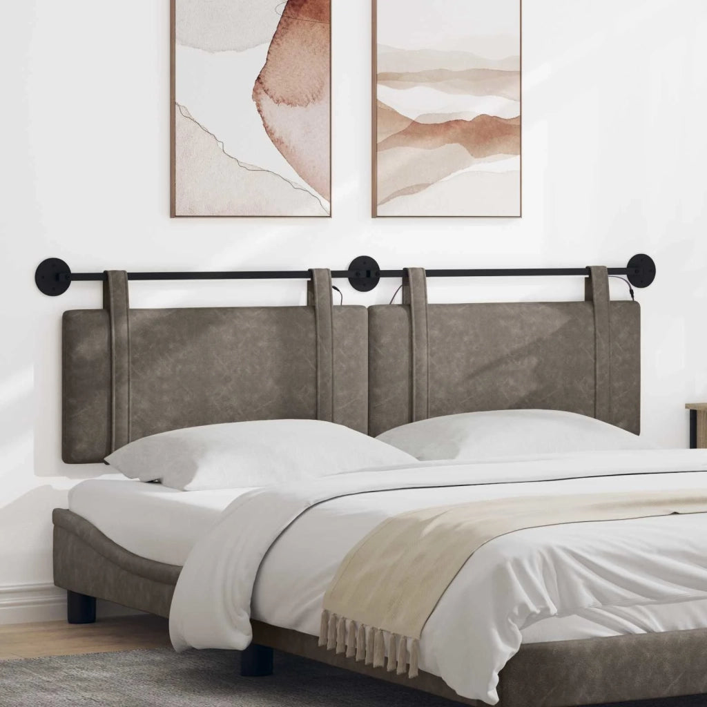 Testiera | Testata sospesa Con luce LED Grigio PU Antico
