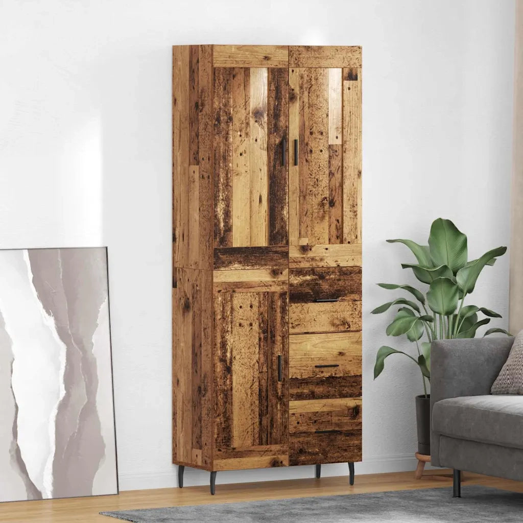 Credenza 2 pz-Set di 2 Buffet-Armadio da cucina Legno vecchio Legno Stratificato e Vetro 785405