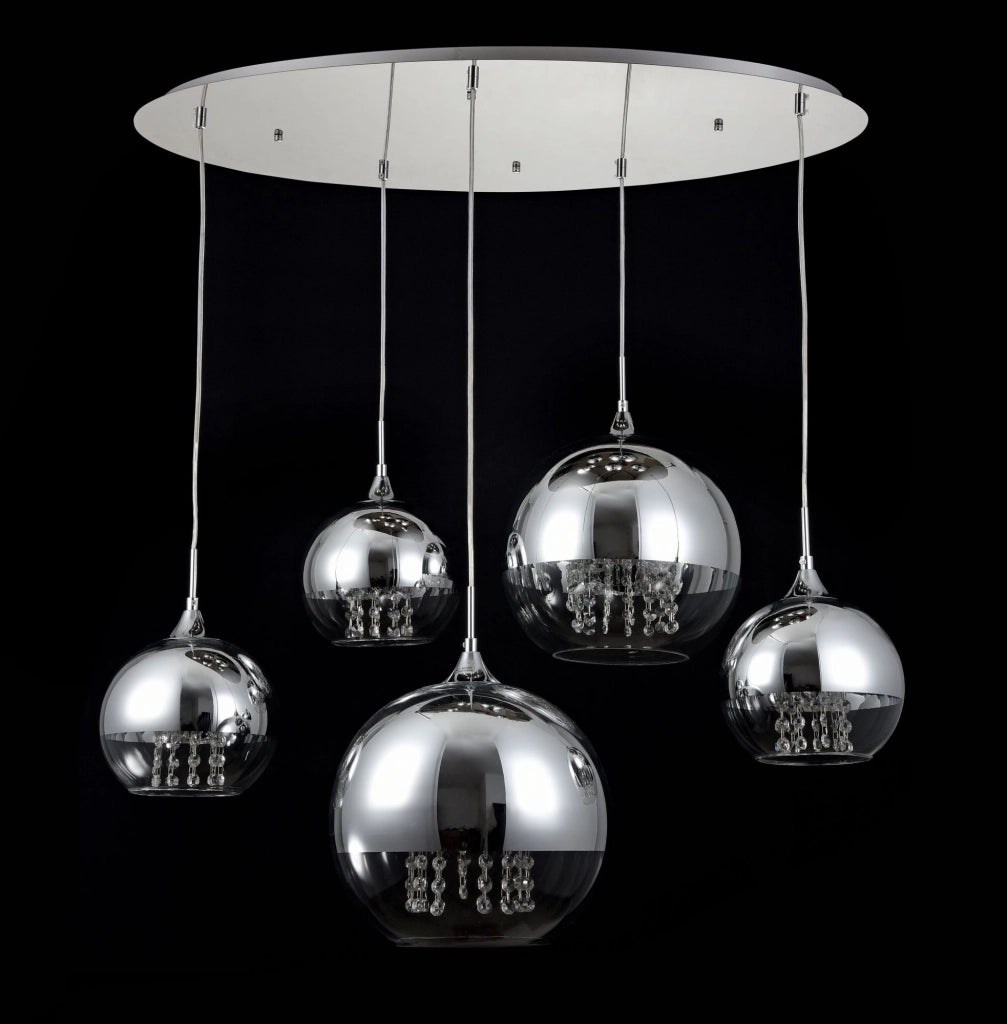 Lampadario Maytoni Fermi 5 luci vetro cristalli nichel
