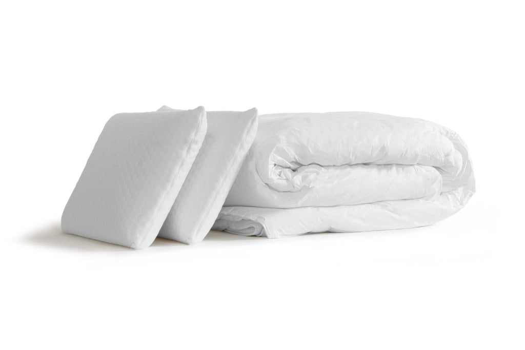 Pacchetto letto completo - Materasso 180x200cm + Box spring con doghe (kit) + 2 cuscini + Piumino - Actilatex Soft