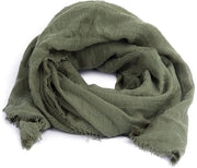 Scialle per donna, stoffa crinklata, pashmina, 30 colori, verde khaki