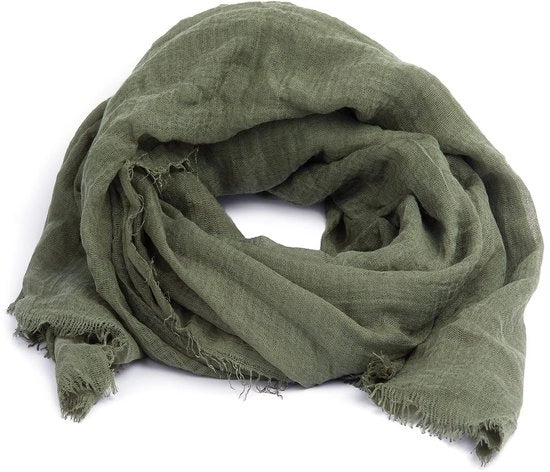 Scialle per donna, stoffa crinklata, pashmina, 30 colori, verde khaki
