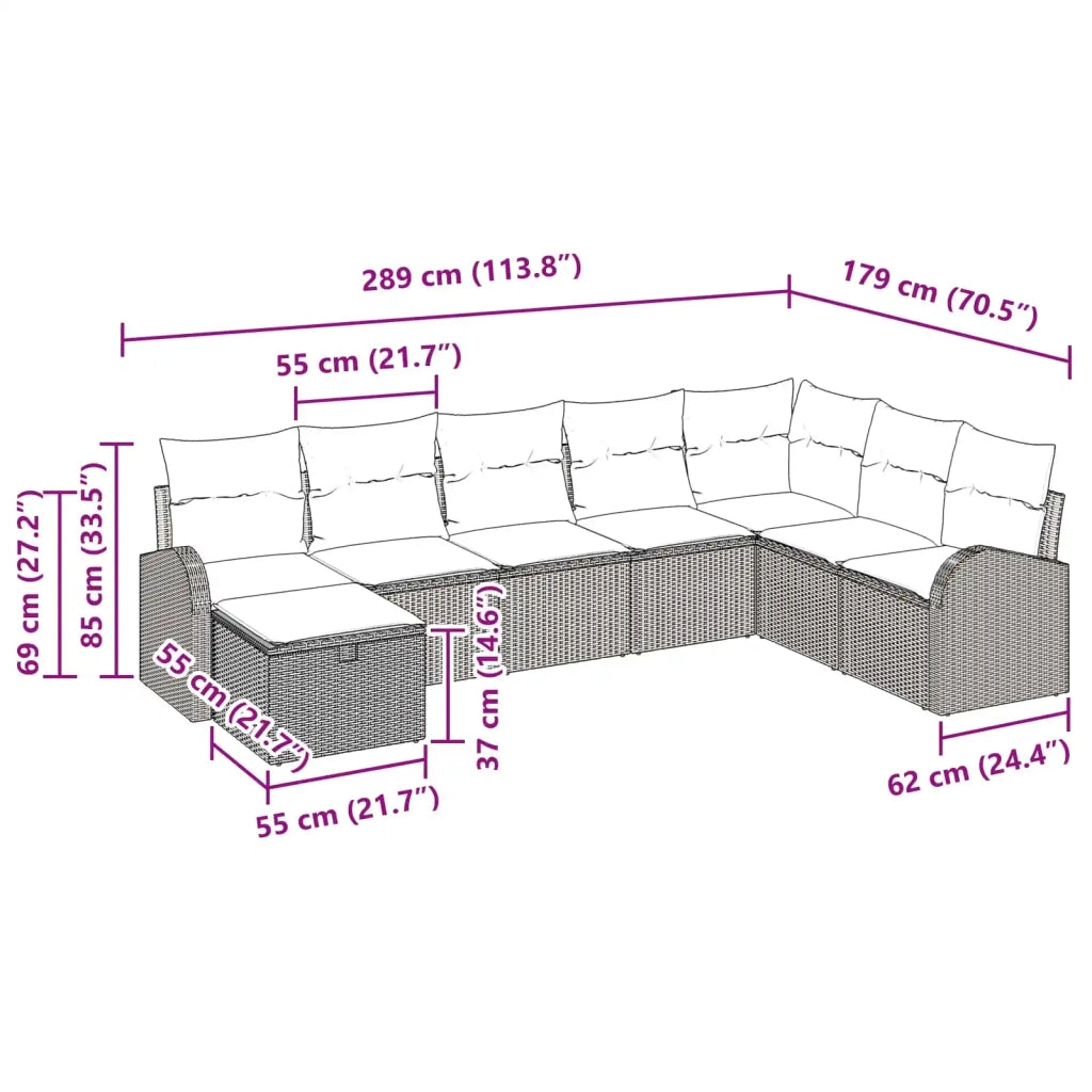 Set di divani con cuscino Marrone e Rosso polyrattan 3359133