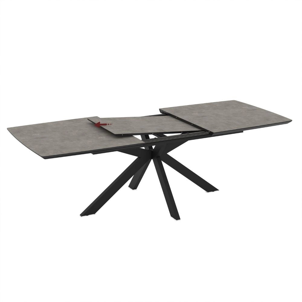 Tavolo allungabile Verano piano cemento e base nera 180/240x100x76H