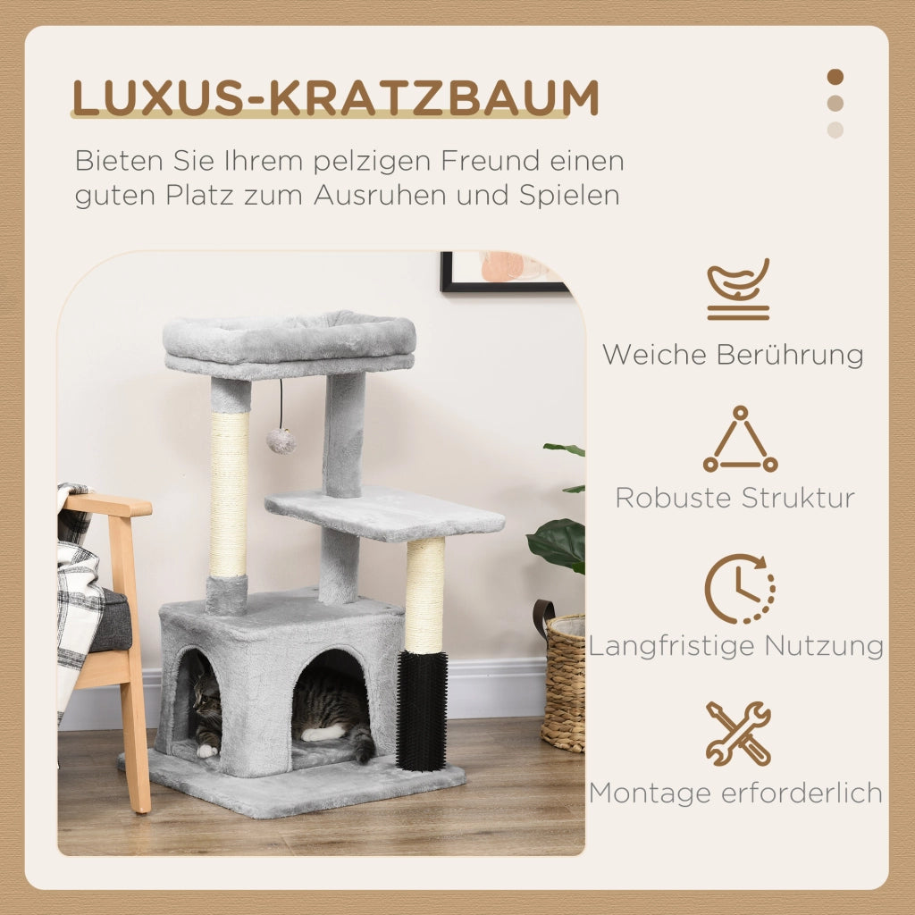 Albero tiragraffi per gatti con letto e piattaforma ¨C Minimal ¨C 85 cm grigio chiaro
