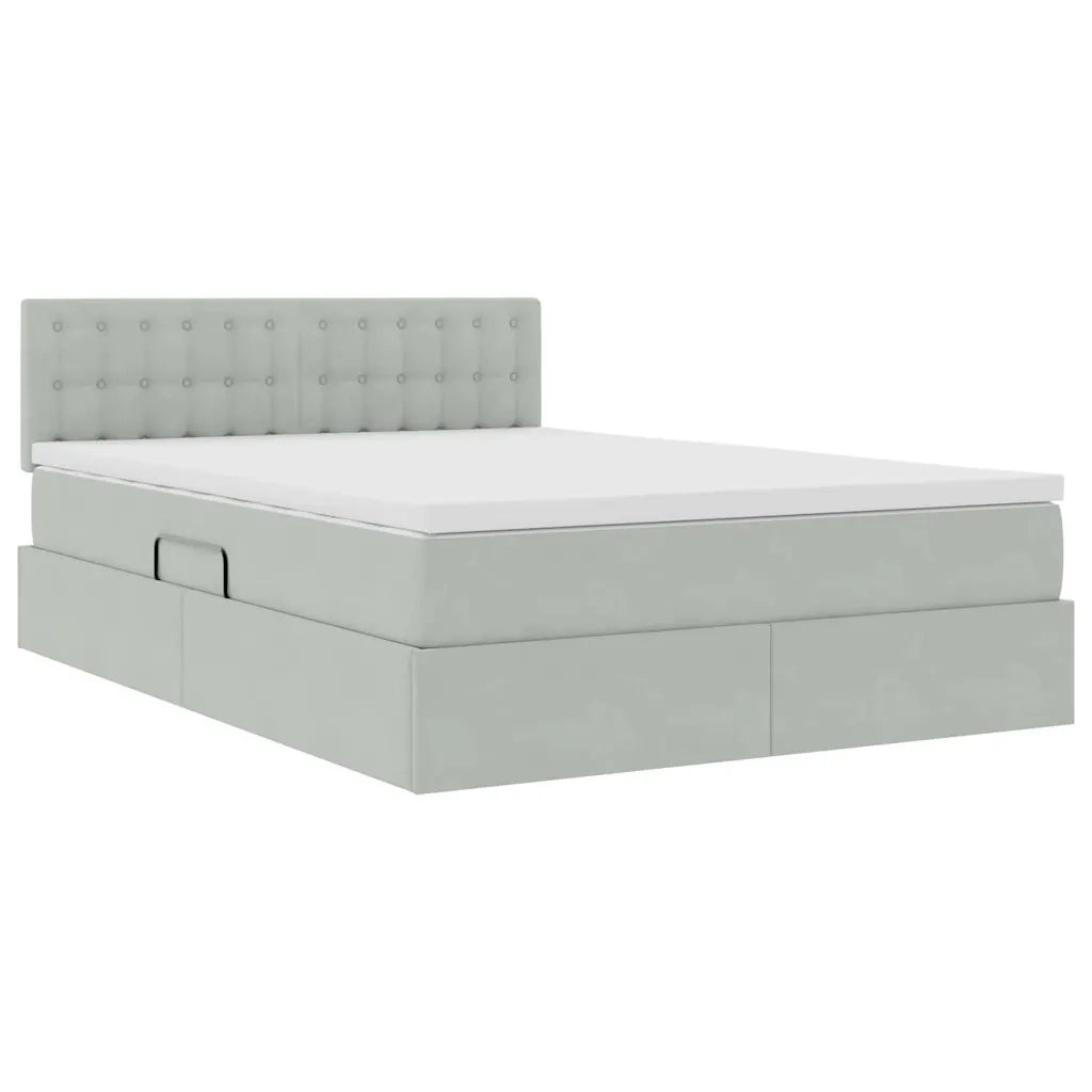 Letto con Contenitore Grigio chiaro 140 x 200 cm Velluto 3370881