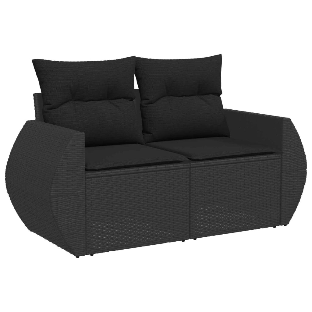 Set Divano da Giardino 8 pcs Nero polyrattan