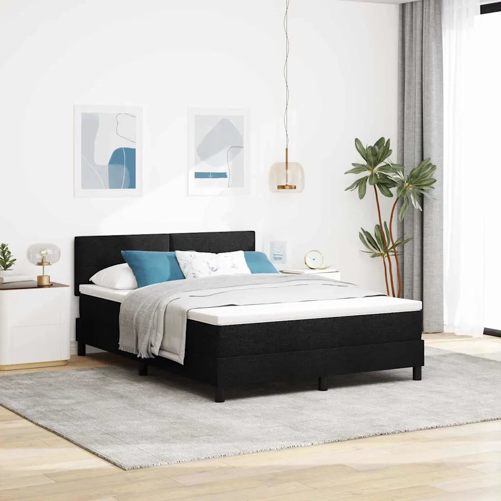Letto a molle con testiera Nero 140 x 200 cm Tessuto 3338694