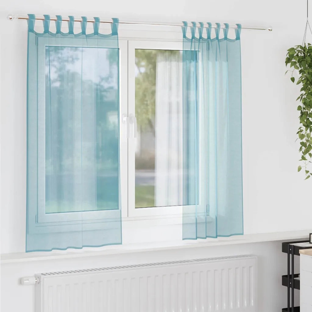 Tende in Voile con Passanti 2 pz Turchese 140x175 cm
