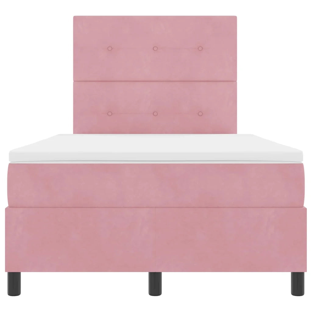 Letto a molle con materasso Rosa 120 x 190 cm Velluto 3339823