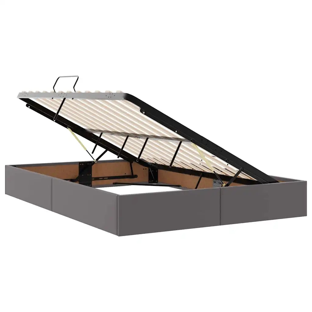 Letto con contenitore e materasso 2 pcs Grigio Pelle