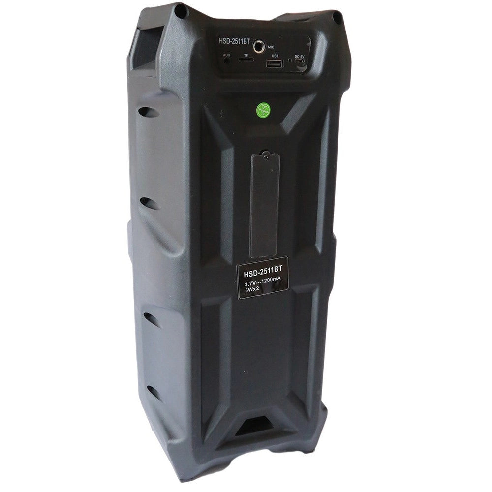 Trade Shop - Cassa Speaker Fm Bluetooth Ricaricabile Sd Usb Aux 2 Portatile Microfono 2511bt -