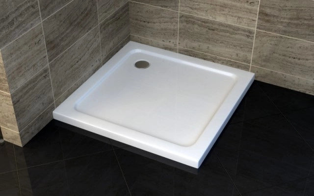 Piatto doccia quadrato ultra slim h.5 cm acrilico bianco SMIRNE 90x90 cm,Piletta scarico esclusa