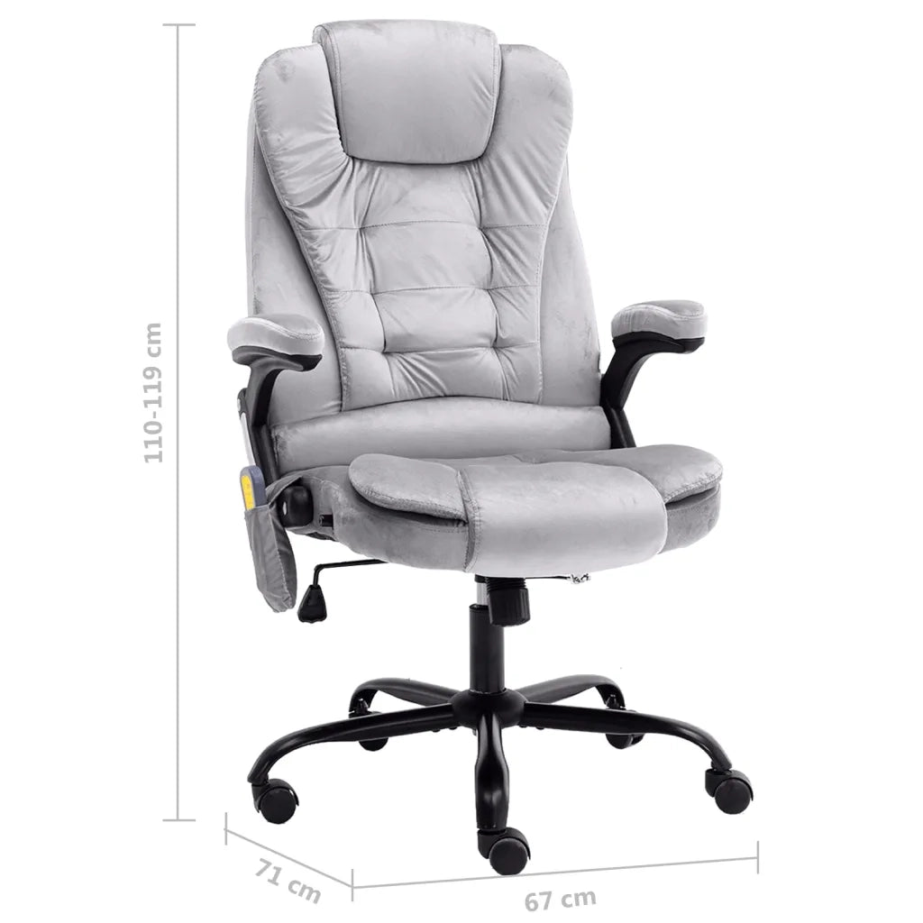 Sedia da Ufficio Massaggiante Grigio Chiaro in Velluto 20573