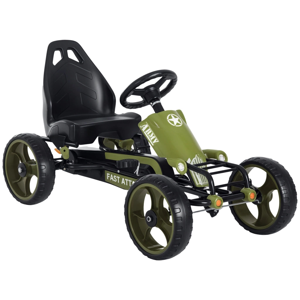 Kart a pedali ¨C Xylo ¨C sedile regolabile freno manuale ruote EVA acciaio verde nero