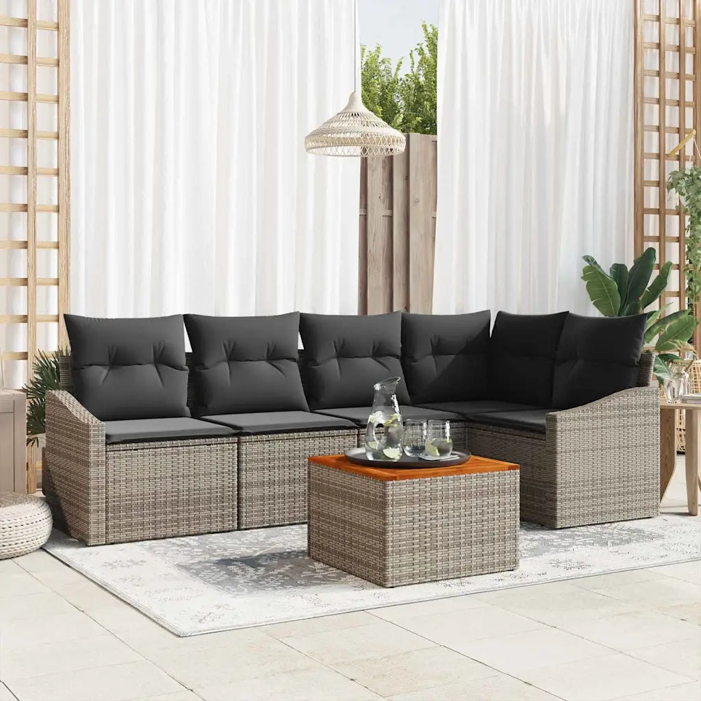 Set Divano da Giardino 6 pcs Grigio polyrattan