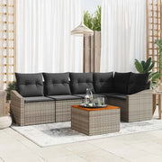 Set Divano da Giardino 6 pcs Grigio polyrattan