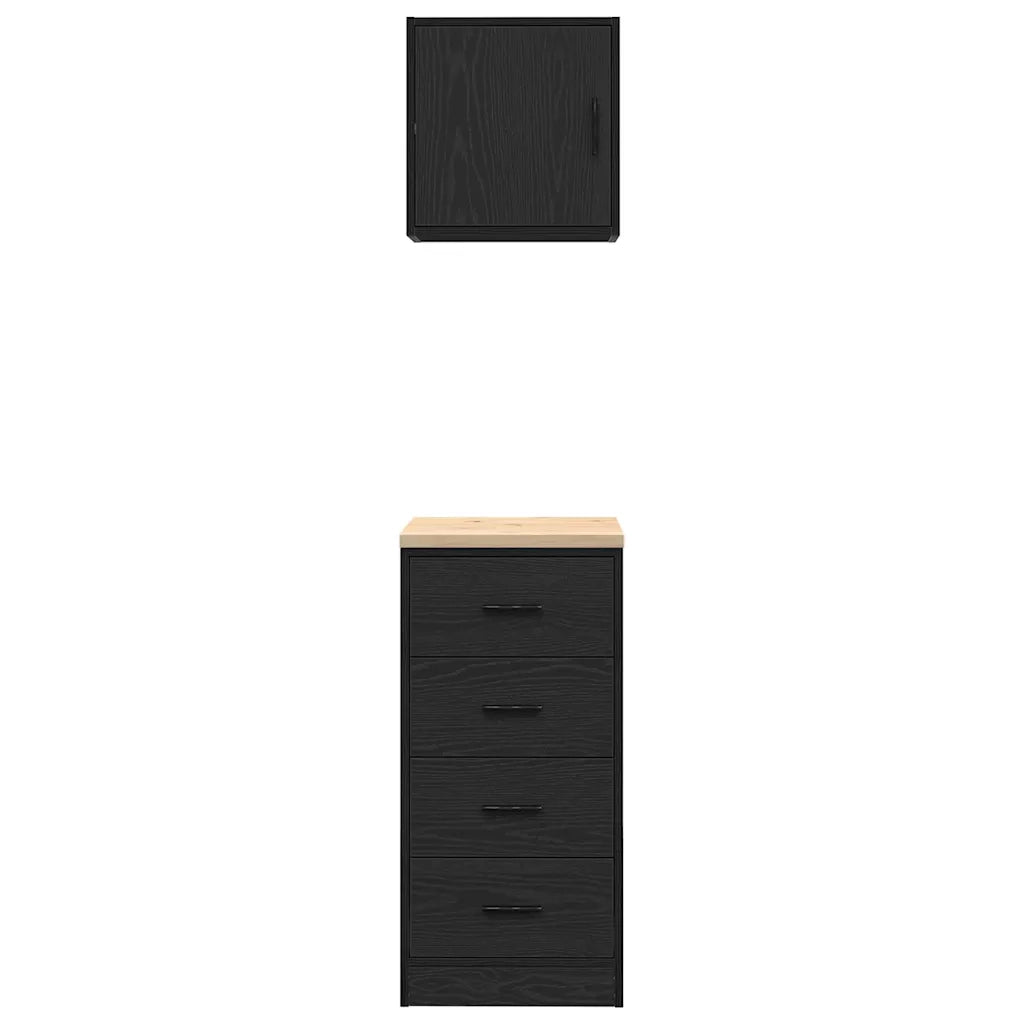Armadi da Garage 2 pz Neri in Legno Multistrato 3328324