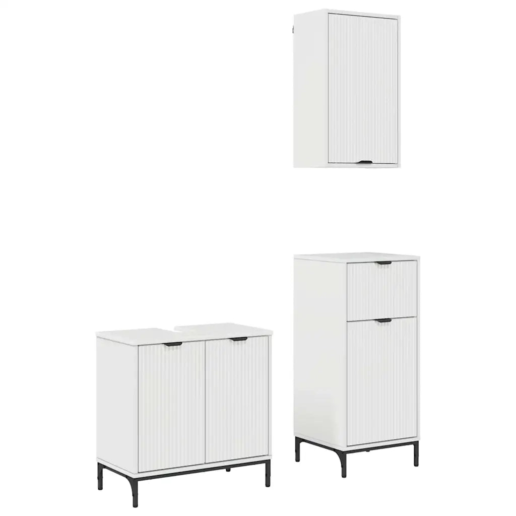 Set di mobili per il bagno con cassetto 3 pcs Bianco lucido 3393107