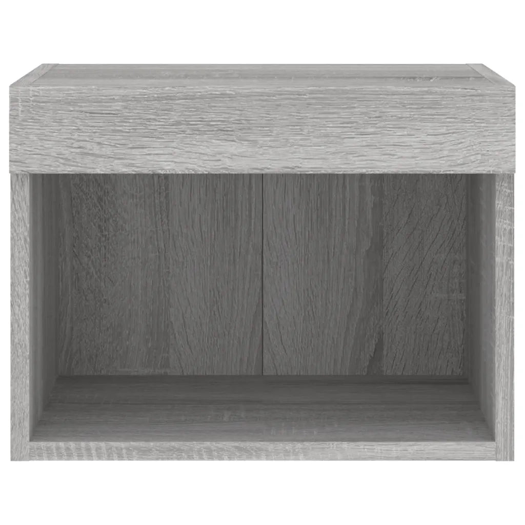 Comodini con Luci LED a Parete 2pz Grigio Sonoma 837124