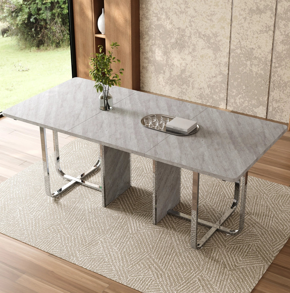 Tavolo da pranzo moderno 180 x 80 cm in MDF e metallo; grigio