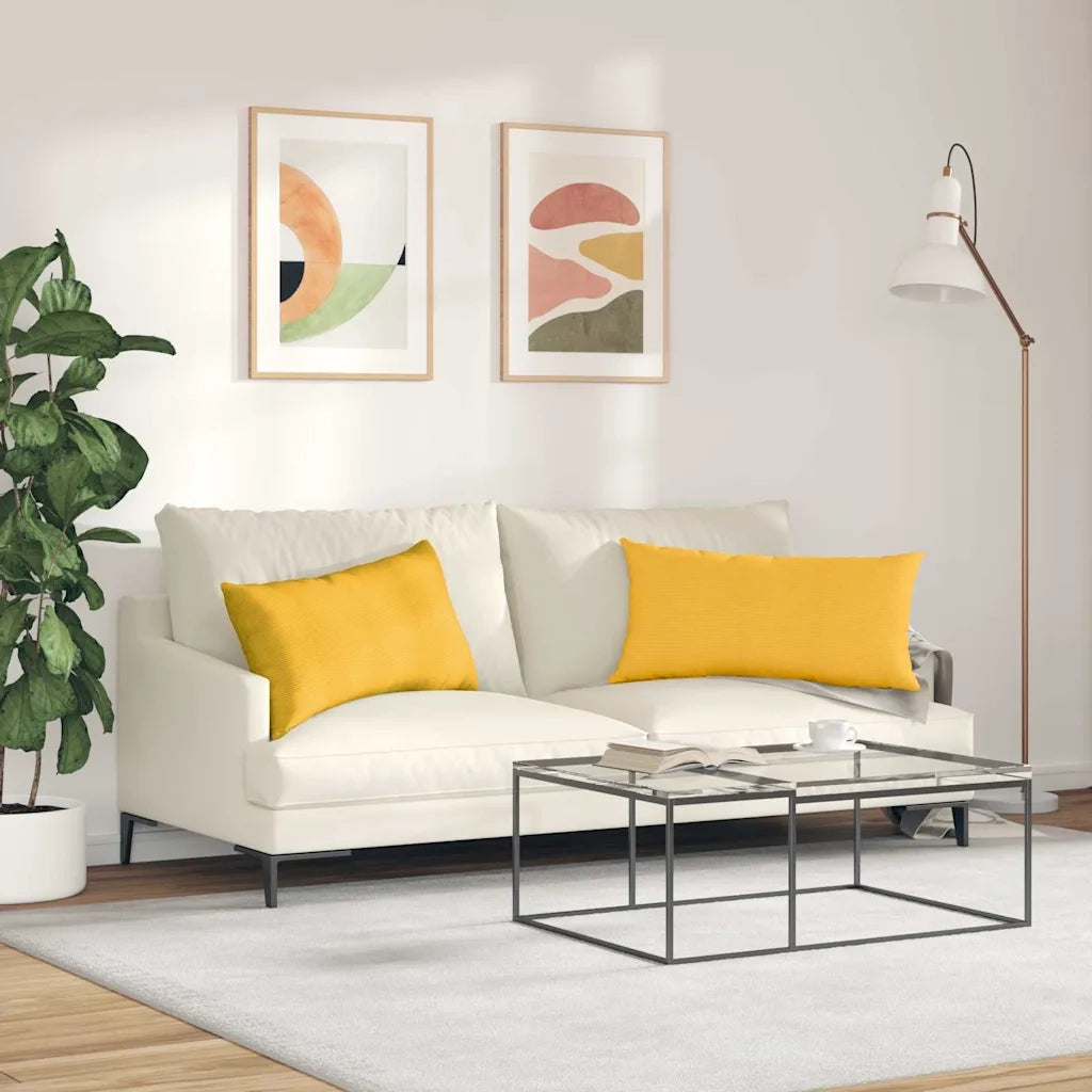 Cuscini da Divano 2 pz | Cuscini per sedie Giallo Chiaro 80 x 40 cm