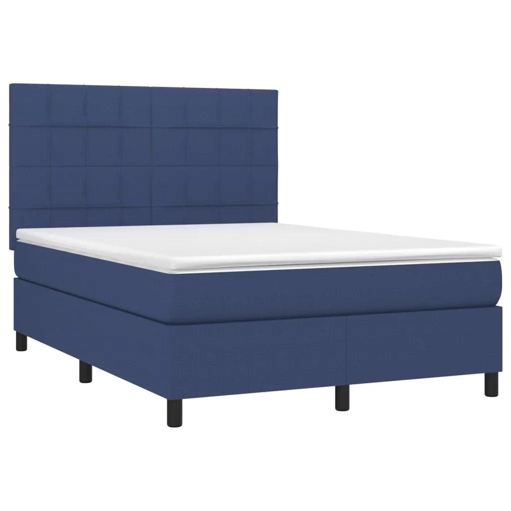 Letto a Molle con Materasso e LED Blu 140x190 cm in Tessuto 3134875